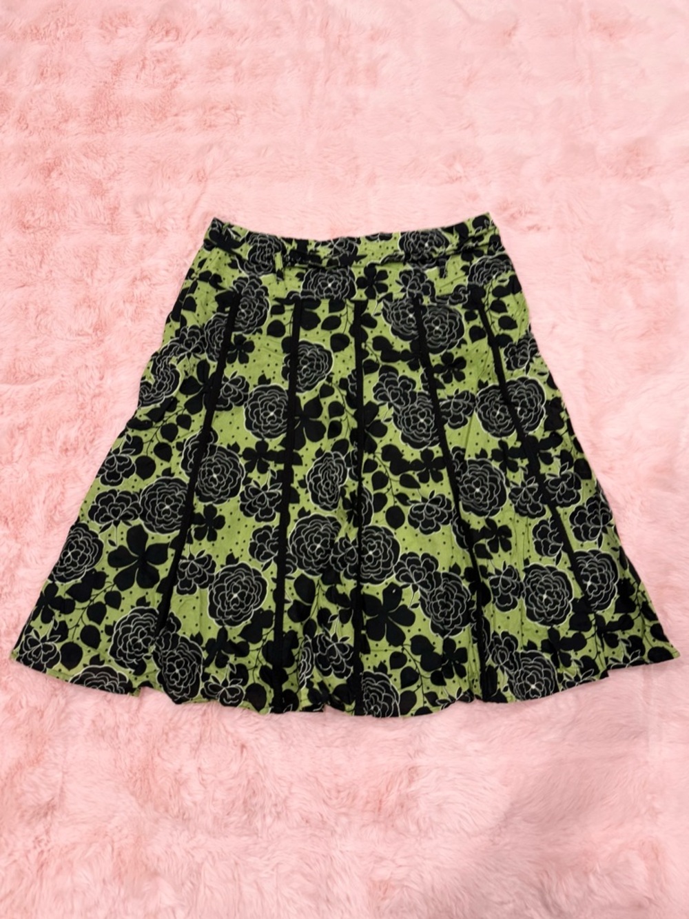 Apt. 9 Vintage Green Floral Polka Dot A-Line Midi Skirt - Picture 2 of 5